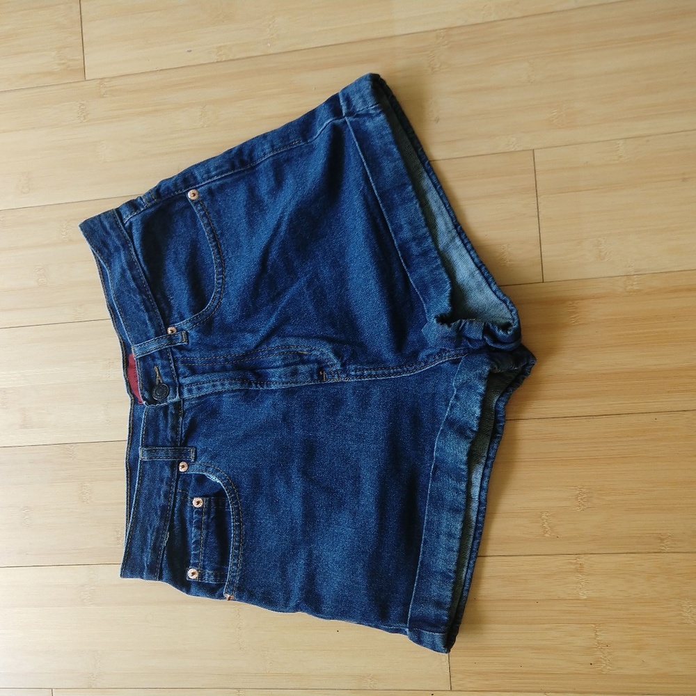 High-waist denim jean shorts